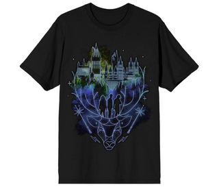 T-Shirt Noir Patronus Harry et Château | Sorcière et Magie