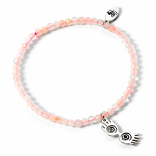 Bracelet Quartz Rose avec Breloque Lunettes de Luna | Sorcière et Magie