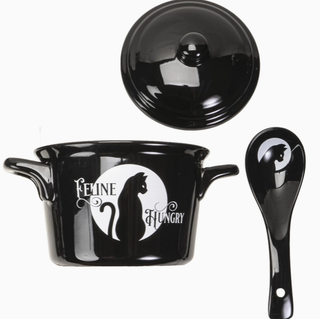 Bol À Soupe Et Cuillère - Chat Noir | Sorcière et Magie